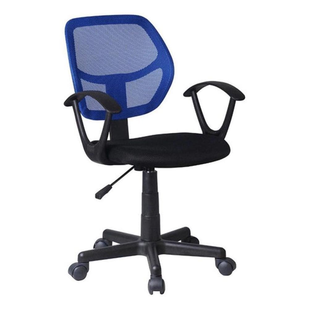 Cadeira Escritorio Tela Mesh Black Blue Giratoria Ate 100Kg