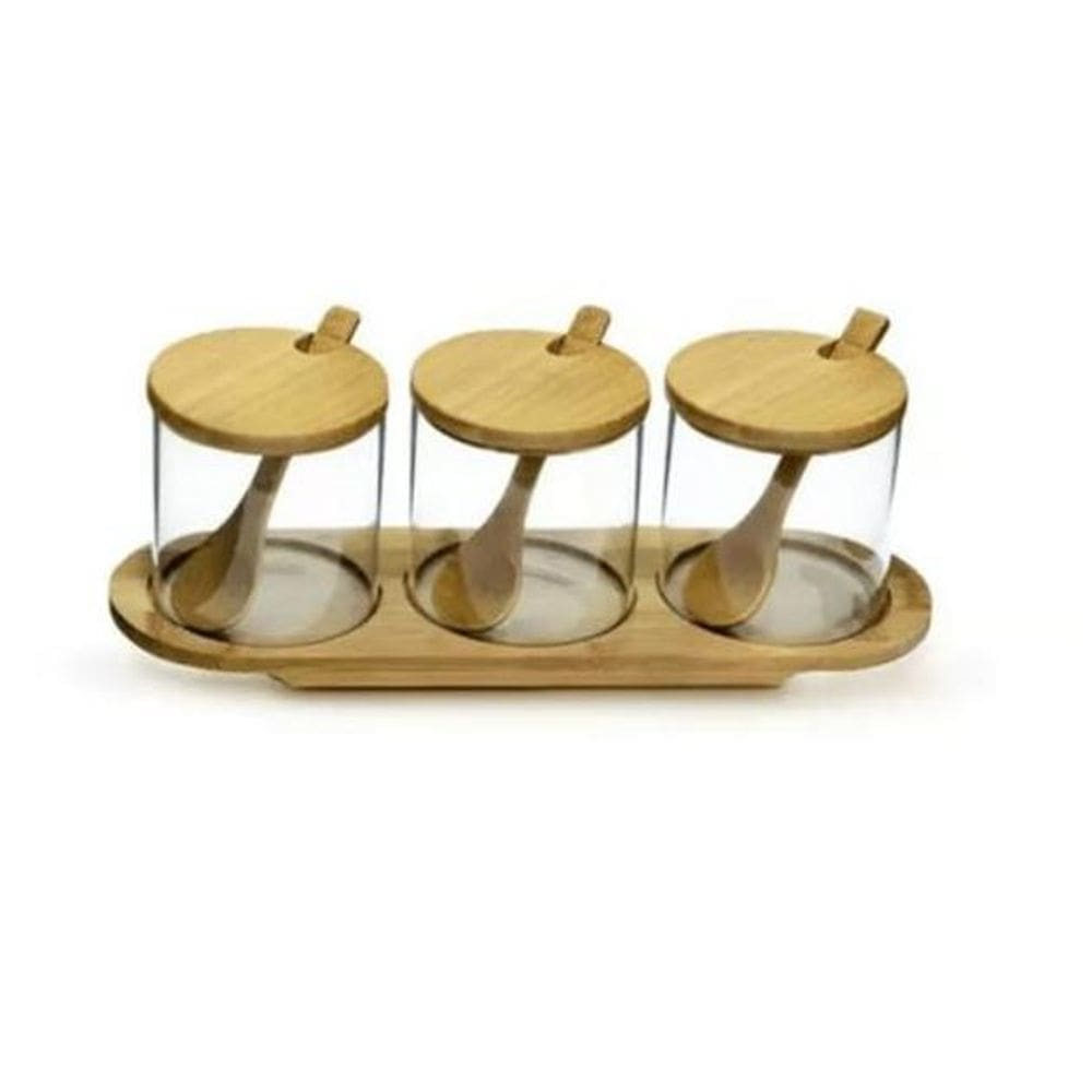 Jogo Com 3 Porta Condimentos Em Bamboo 3 - Casambiente