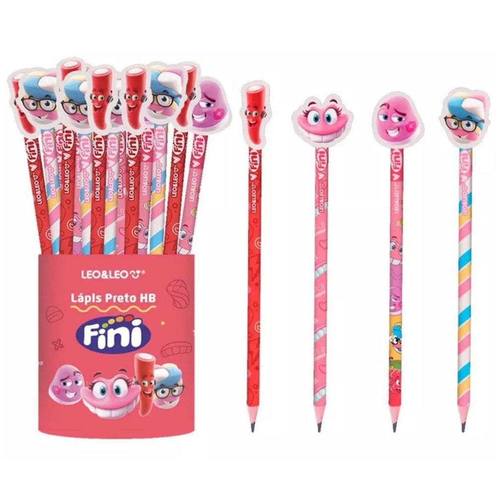 4X Lápis Hb Com Borracha Na Ponta Fini - - Leo & Leo