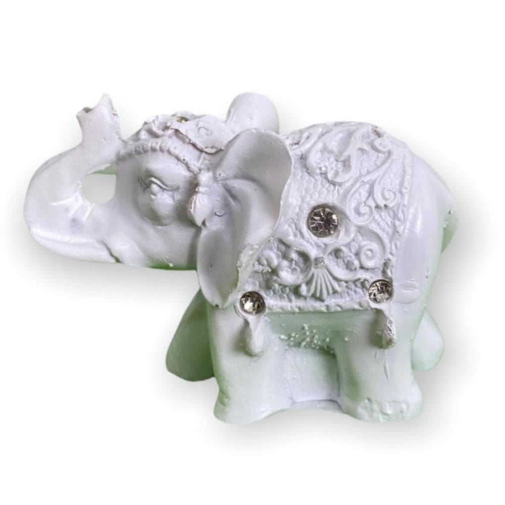 Escultura Elefante Branco 7 Cm Em Resina