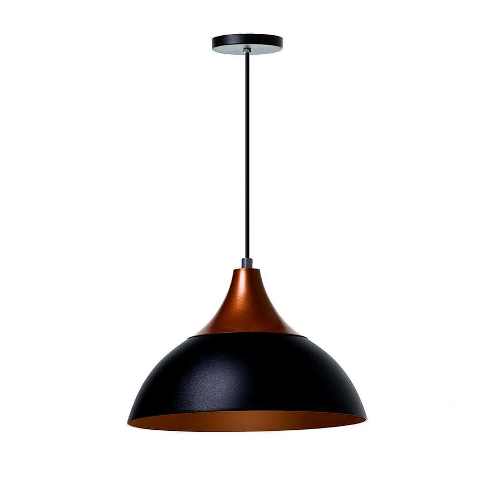 Lustre Pendente Panamá Preto E Cobre Alumínio