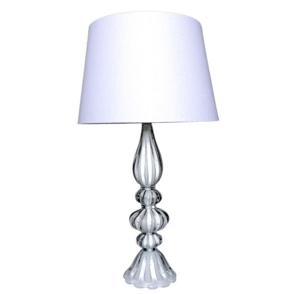 Abajour Em Cristal Murano Branco - São Marcos 62Cm