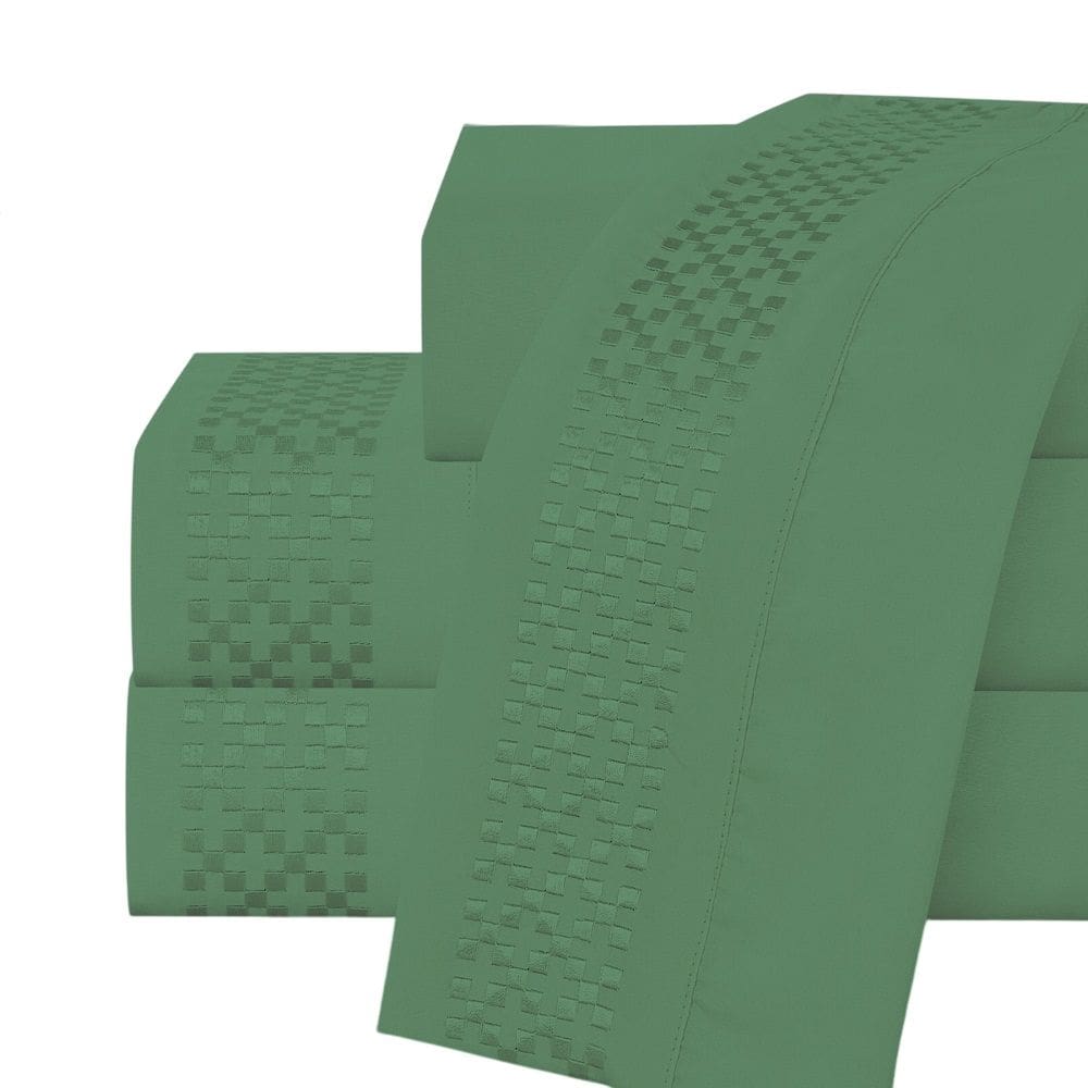 Jogo Lençol Casal Elegance Bordado 4pç 100% Poliéster - Esmeral