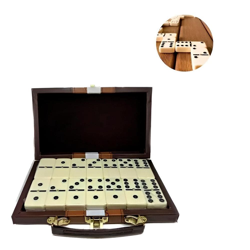 Jogo De Dominó Maleta 10Mm 24 Peças Clássico Familiar