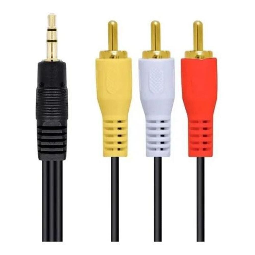 Cabo P2 Estéreo X 3 Rca Áudio E Vídeo 1,5 Metros Resistente