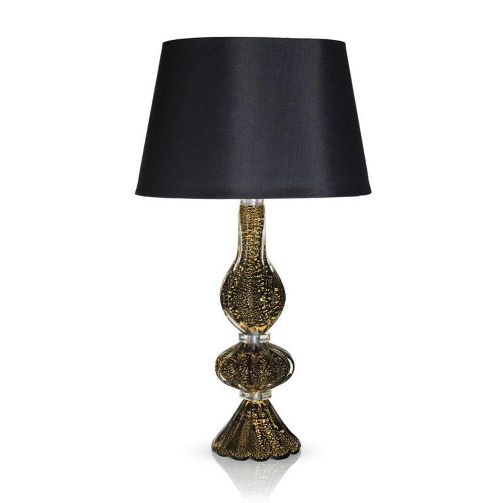 Abajour Em Cristal Murano Preto E Ouro 24K São Marcos 43Cm