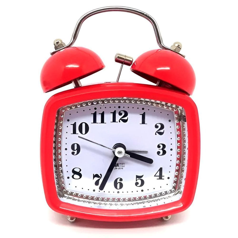Relógio Despertador Analógico Retrô Vermelho Pequeno Vintage