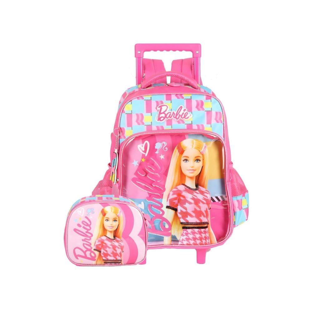 Kit Escolar Barbie Mochila De Rodinhas+Lancheira - Rosa