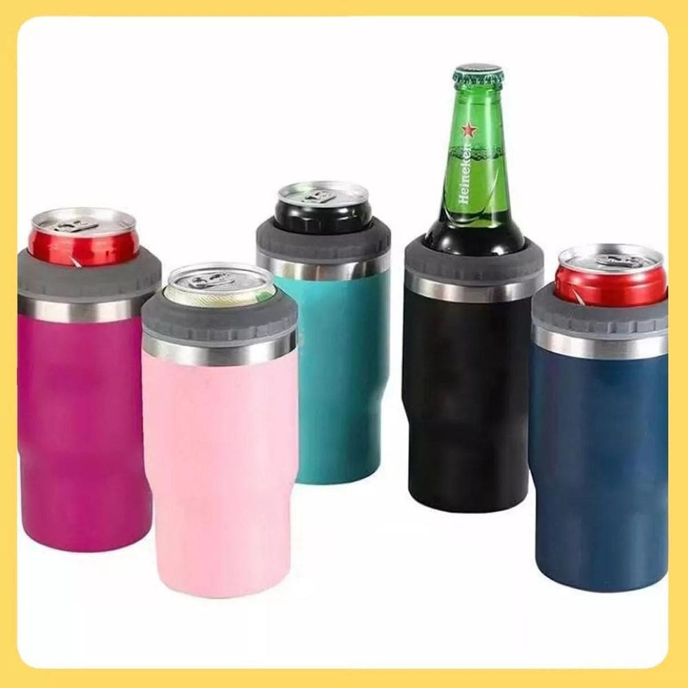 Copo Porta Cerveja Garrafa Latinha Térmico Inox 420Ml Branco