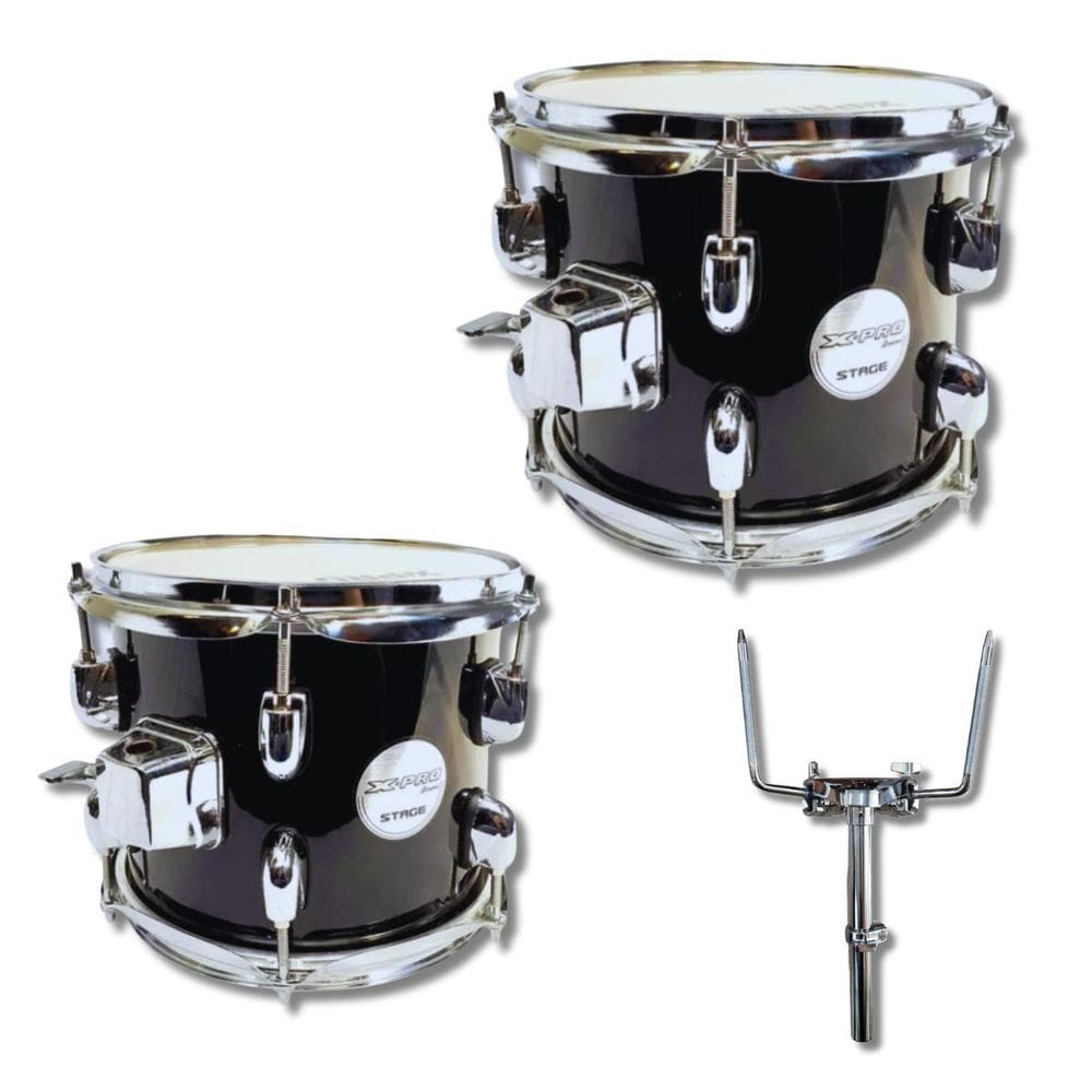 Kit Tom 8 E 10 De Bateria Com Caneca X-Pro + Tom Holder