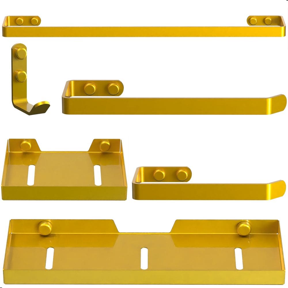 Kit Acessórios Para Banheiro Dourado 6 Peças Plus