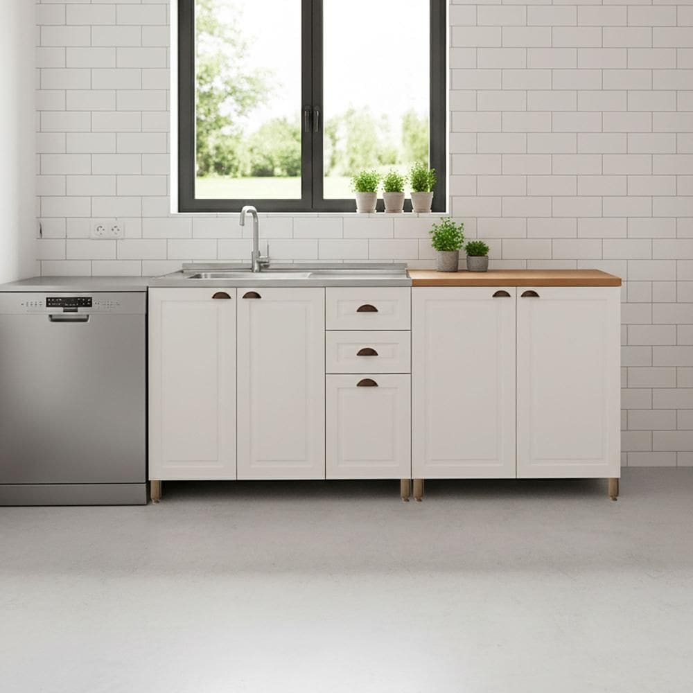 Cozinha Americana Balcão 2 Peças Branco Amoudi Móveis