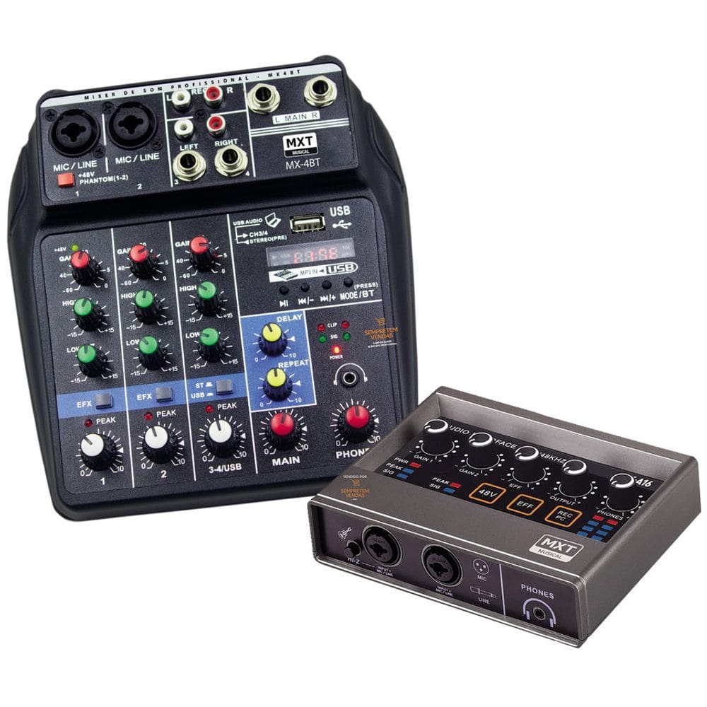 Kit Mesa de Som Microfone de Mesa e Interface de Áudio Pro