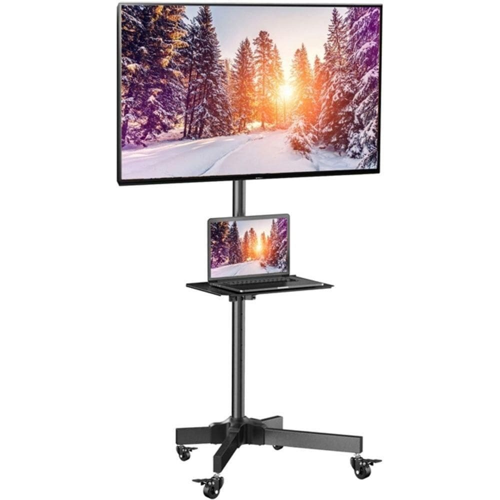 Suporte Chao Com Rodinhas Estante Monitor Televisao Universal Com Prateleira Ate 65 Polegadas