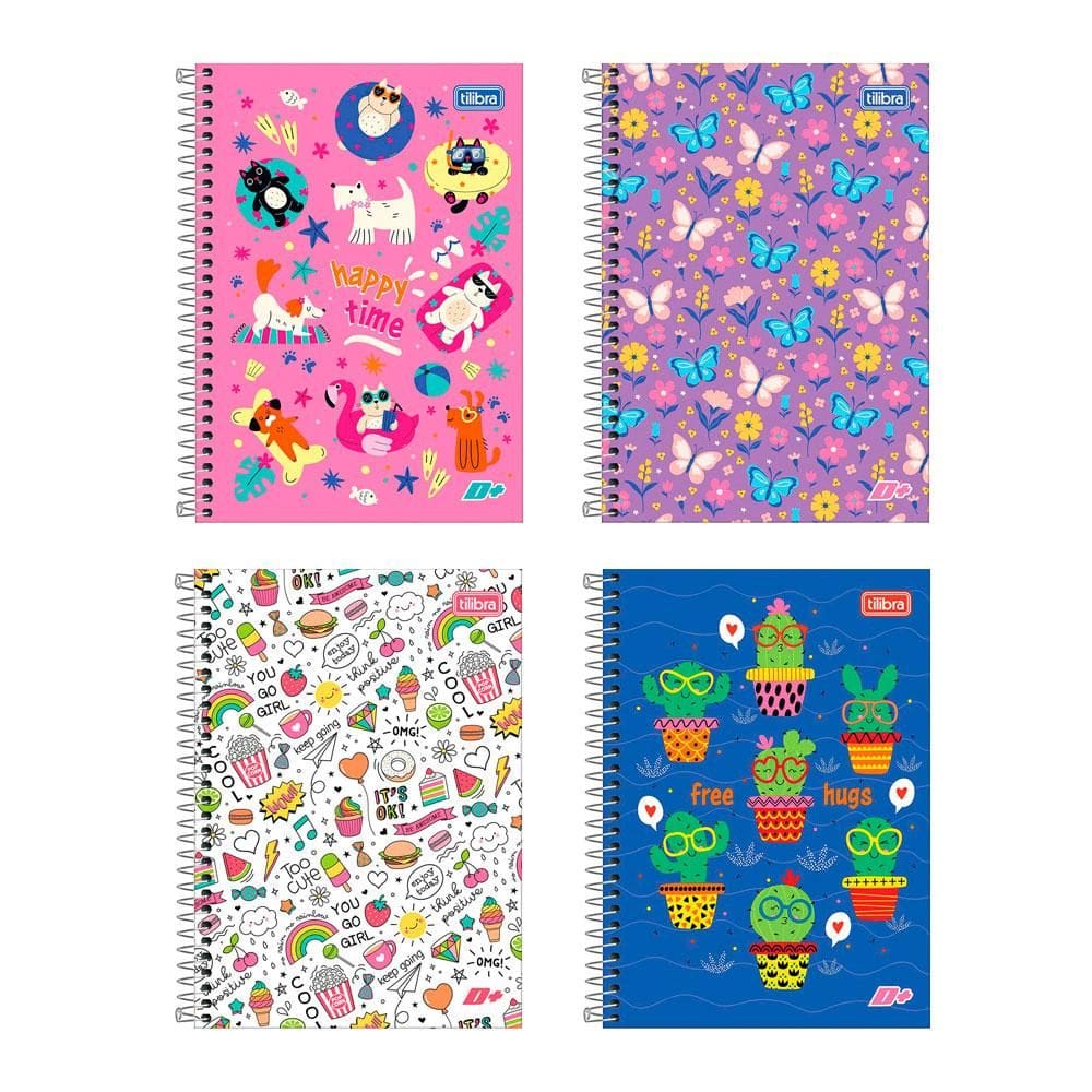 Caderno espiral capa dura 1/4 200fls D Mais Feminino Tilibra