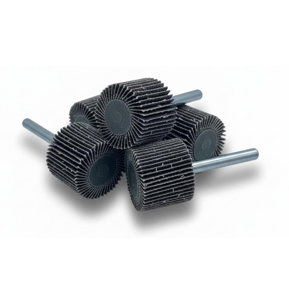Kit 5 Roda de Lixa com Pino Starfer 25x25mm Grão 60 Óxido de Alumínio para Furadeira Ferro e Madeira