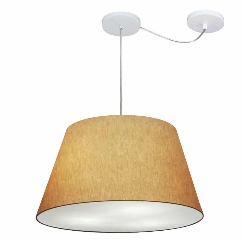 Lustre Pendente Cone Com Desvio Md-4278 Cúpula 30/35x50cm Palha - Bivolt