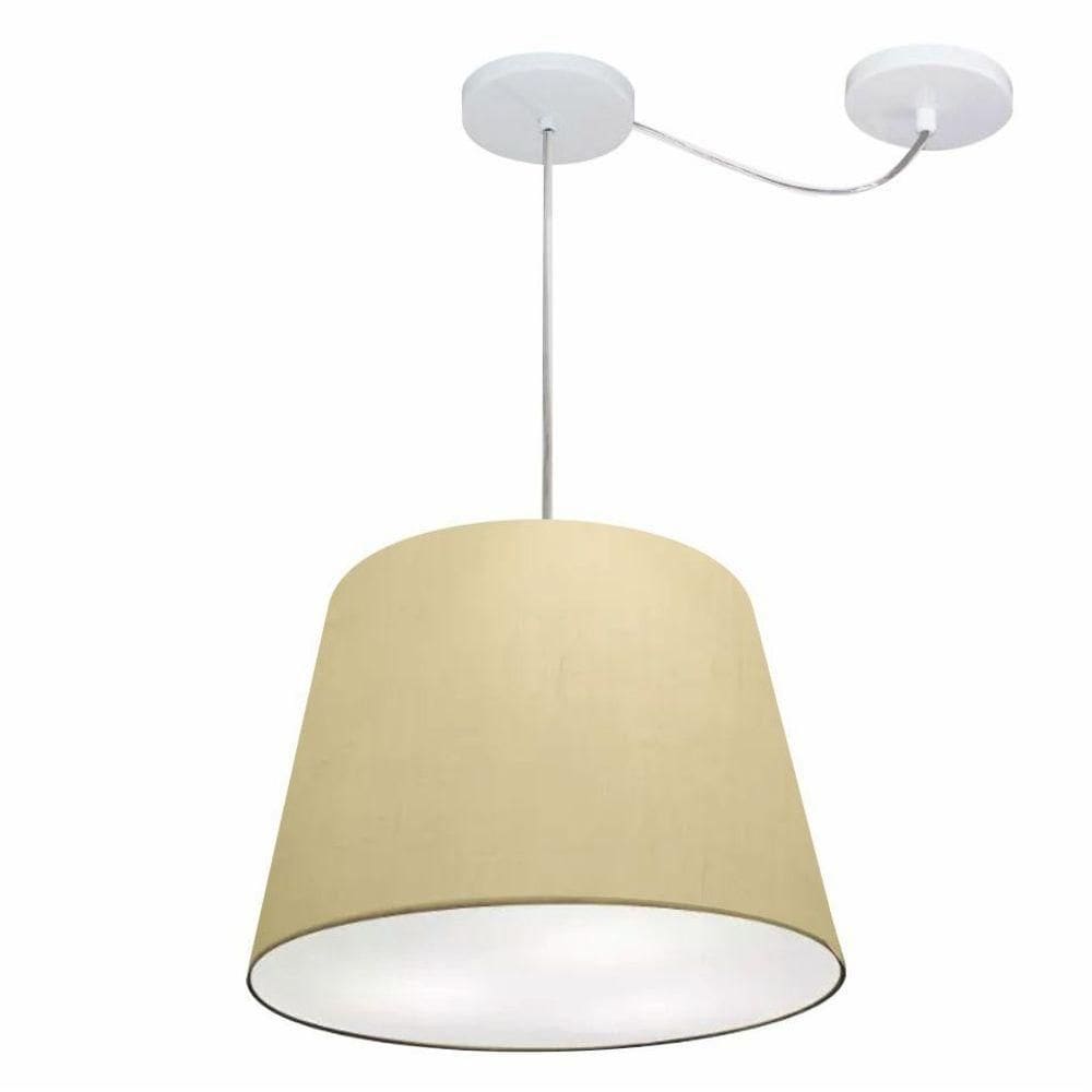 Lustre Pendente Cone Com Desvio Md-4276 Cúpula 30/30x40cm Algodão Crú - Bivolt