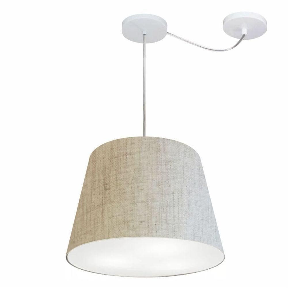 Lustre Pendente Cone Com Desvio Md-4280 Cúpula 30/30x40cm Rustico Bege - Bivolt