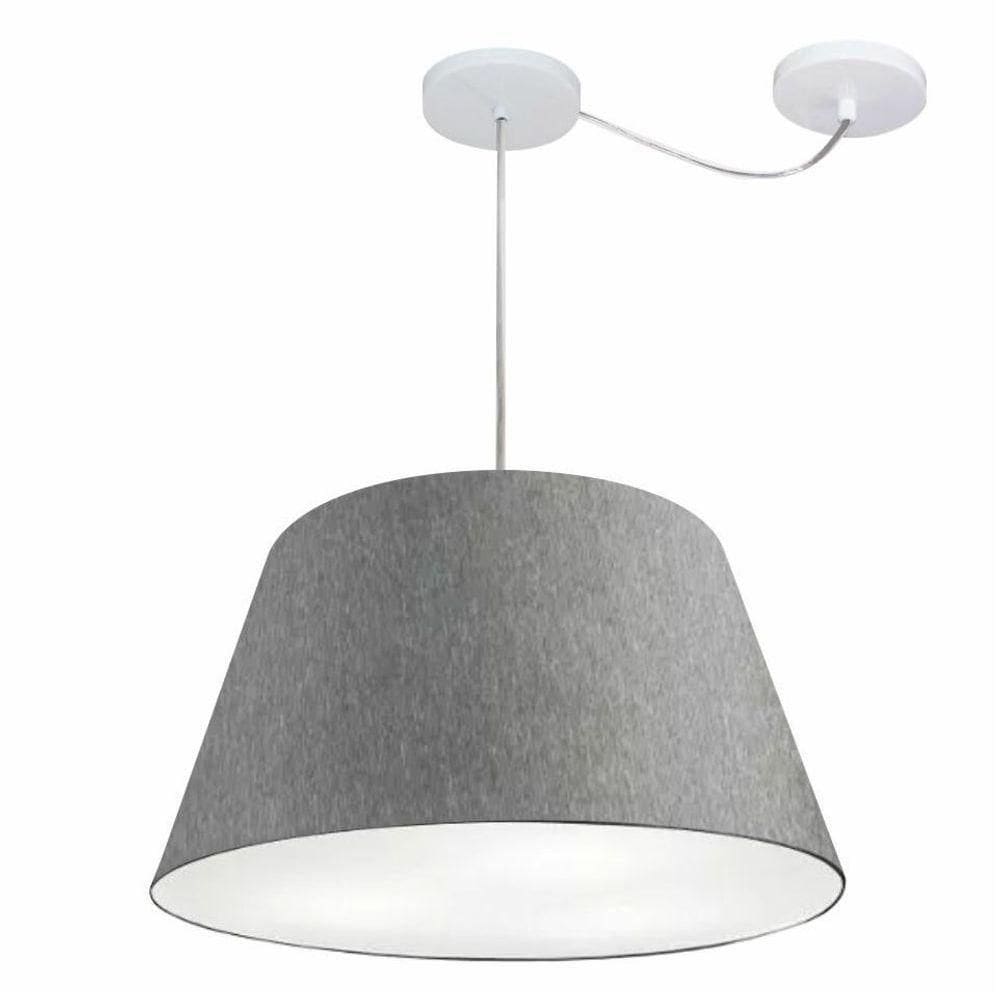 Lustre Pendente Cone Com Desvio Md-4283 Cúpula 30/35x50cm Rustico Cinza - Bivolt