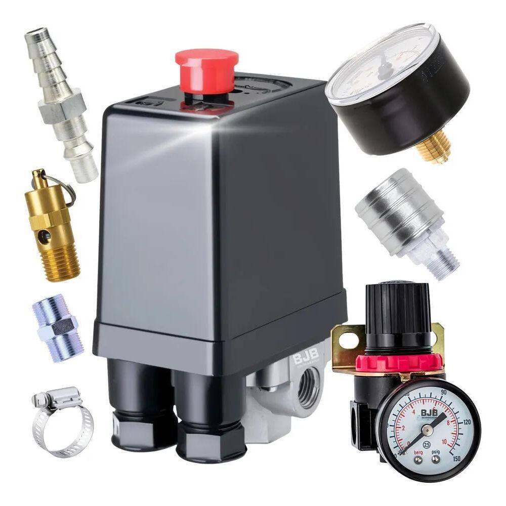 Kit Compressor Ar Pressostato Manômetro E Válvula Segurança