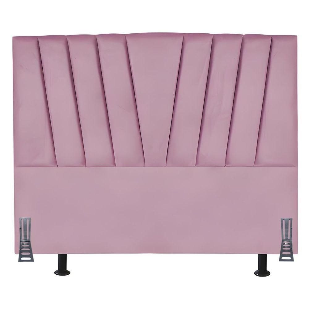 Cabeceira Cama Solteiro 90 Cm Safira Em Veludo Com Frame Rosa