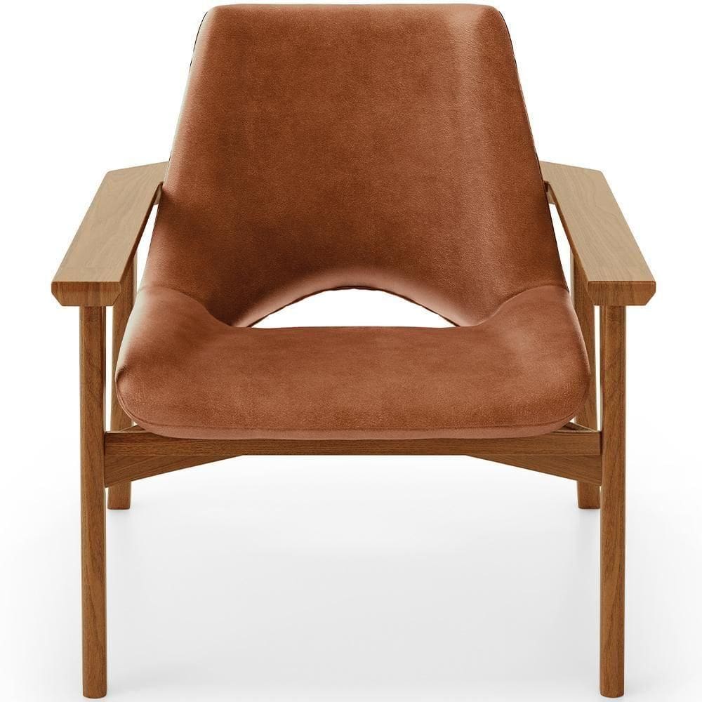 Poltrona Decorativa Living Base Madeira Becker L02 Courísimo Camel