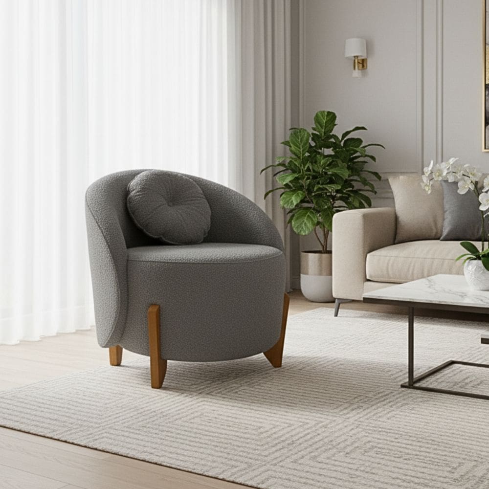 Poltrona Orgânica Curva Amsterdã Boucle Cinza - Montanari`s Decor