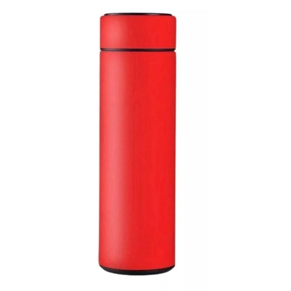 Garrafa Térmica Café, água Com Sensor De Temperatura Em Led 480ml Vermelha