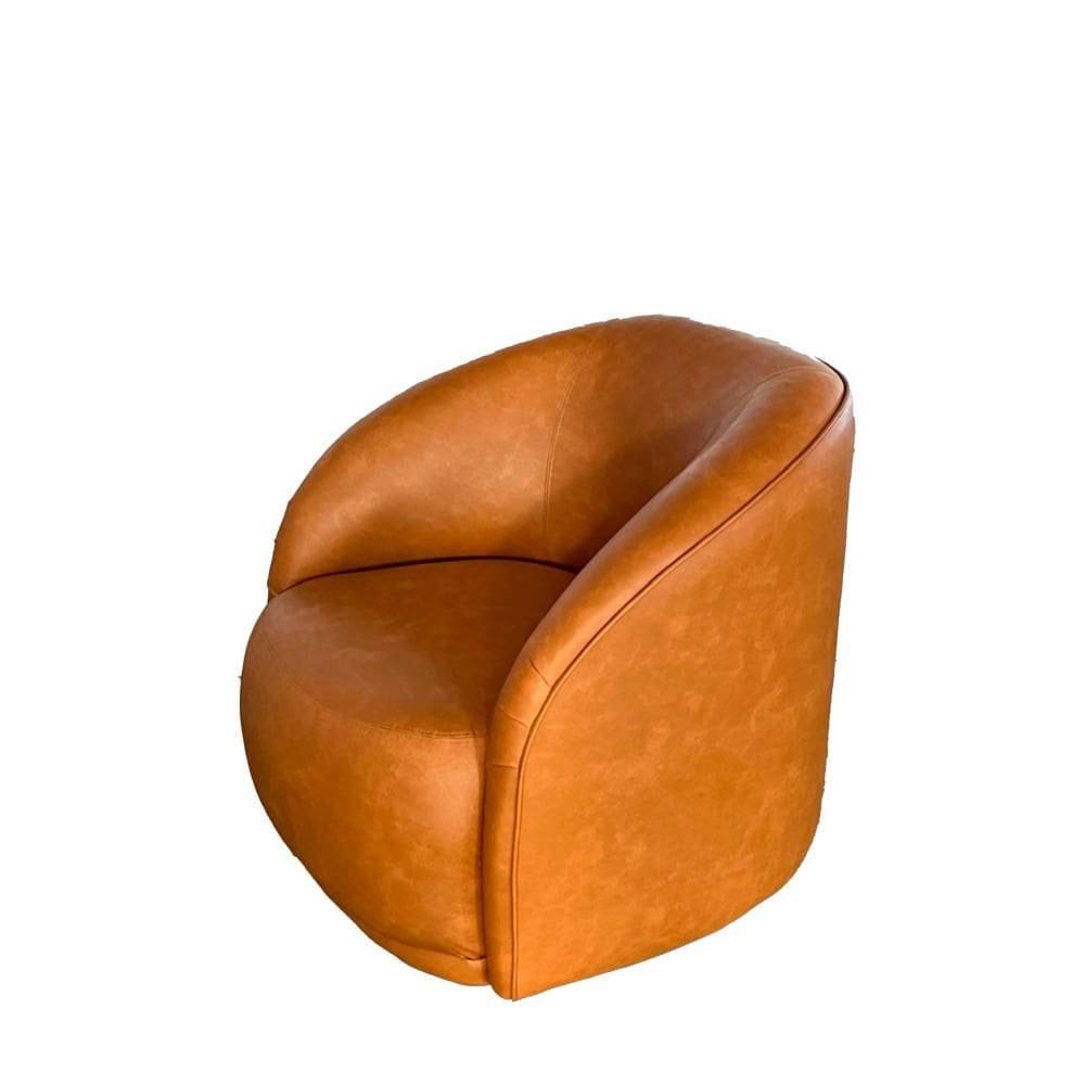 Poltrona Giratória Estofada Maia - PU Caramelo