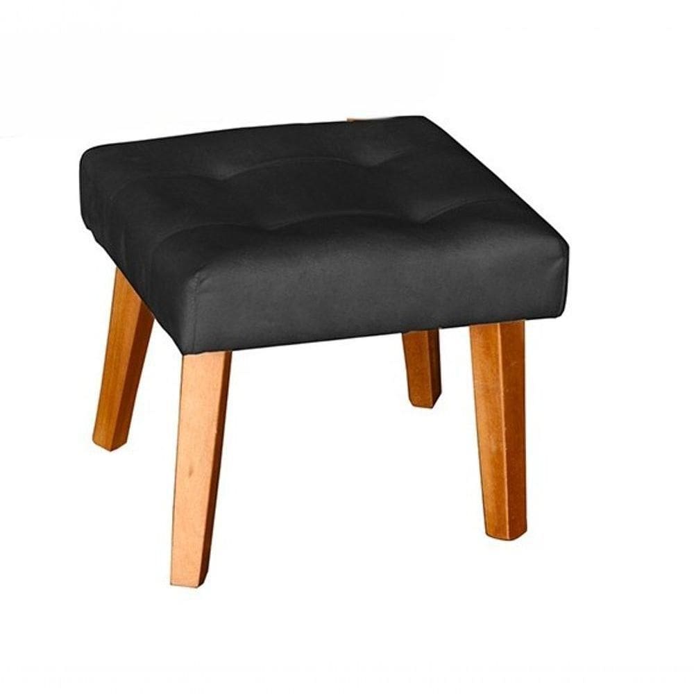 Puff Banqueta Decorativa Glamour Dubai Com Pés Quadrado Preto