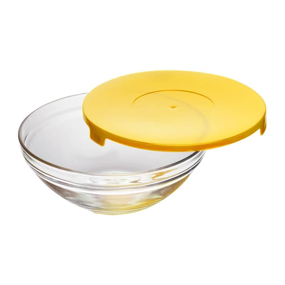 Tigela de Vidro com Tampa Amarelo 480ml 1 peça - Casambiente