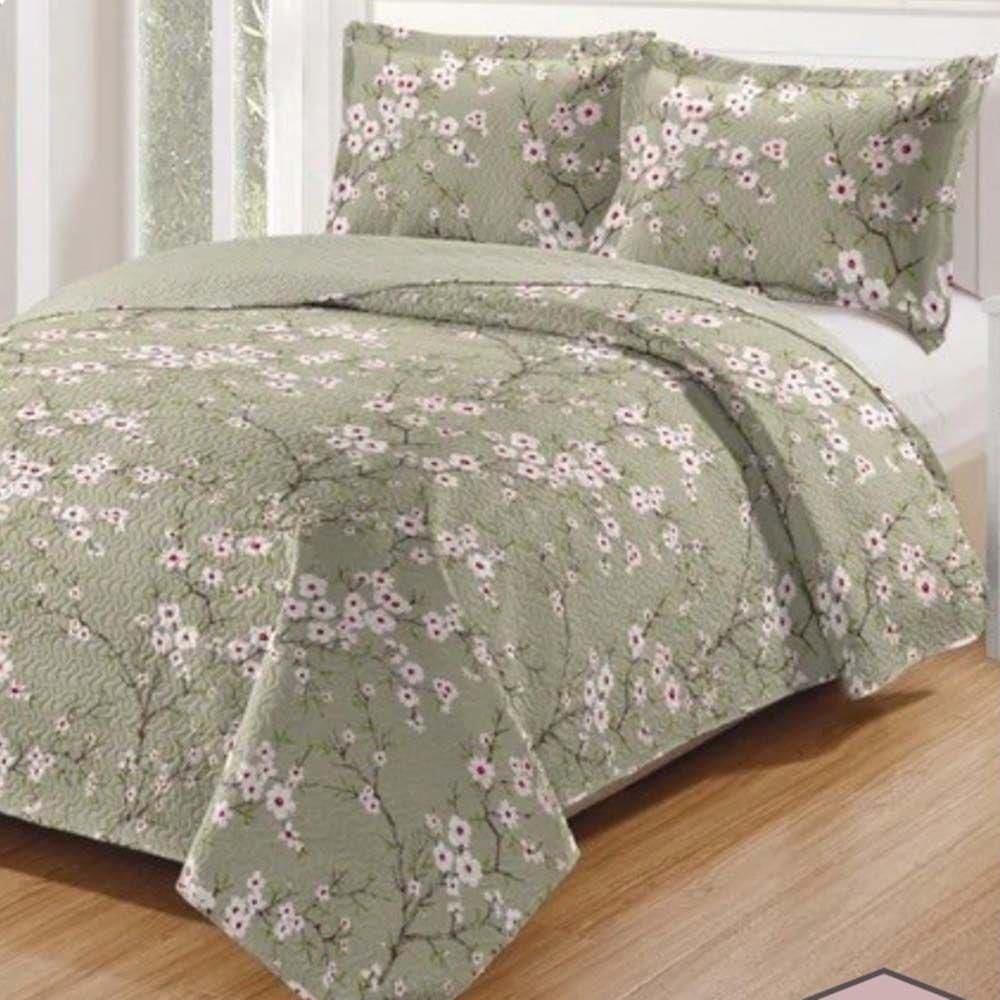 Kit Cobre Leito Colcha Daily King 3 Peças Dupla Face Estampado - Floral 52 - 100% Poliéster