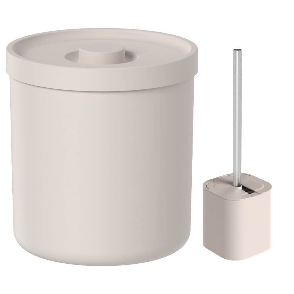 Lixeira para Banheiro 6L e Escova Sanitária Bege - Ou