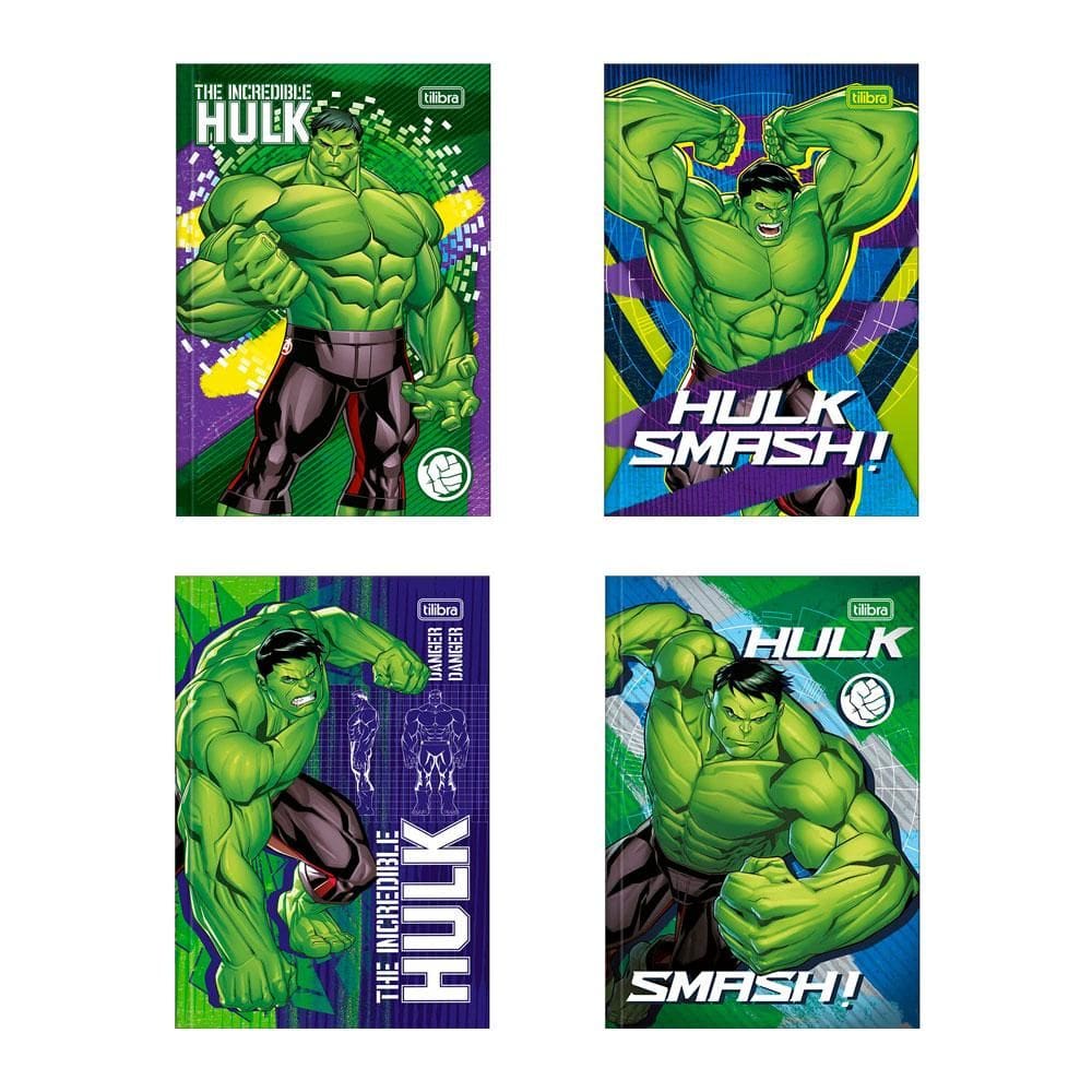 Caderno brochura capa dura 1/4 80 folhas Hulk Tilibra