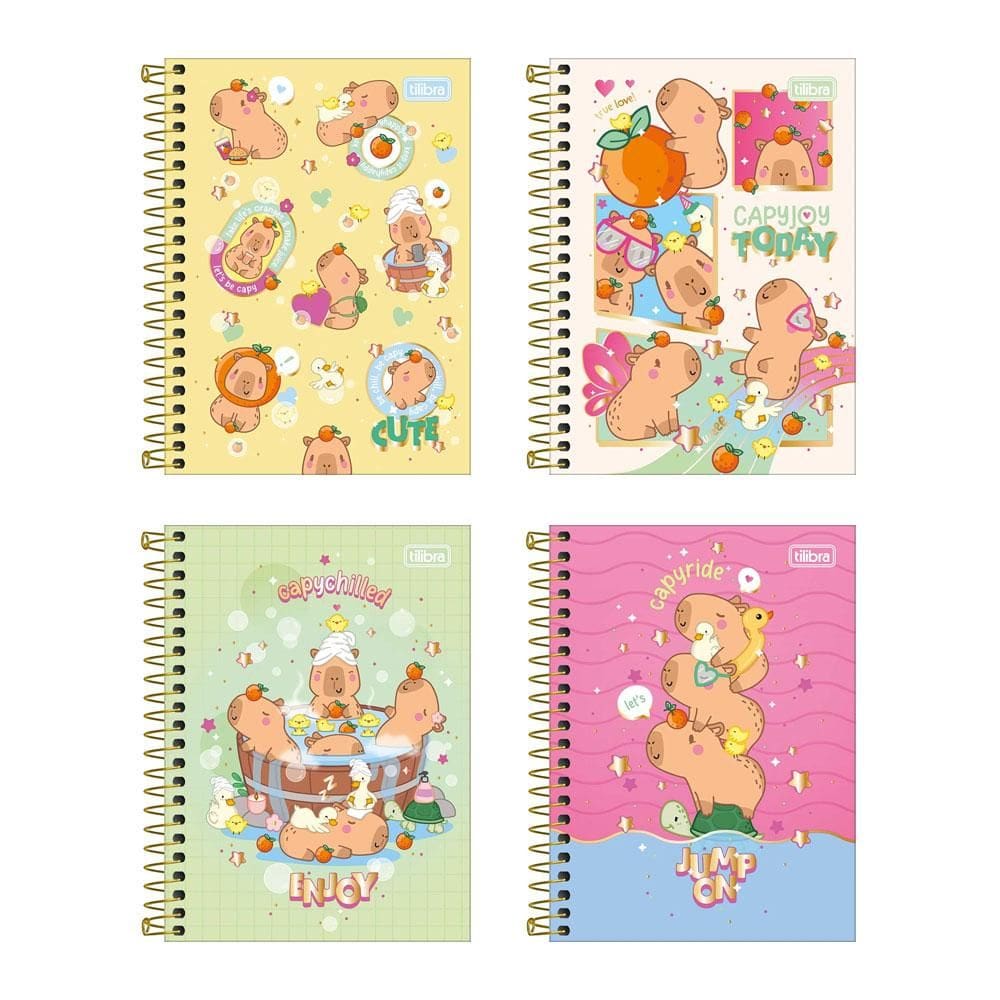 Caderneta espiral capa dura 1/8 80 folhas Capyclub Tilibra