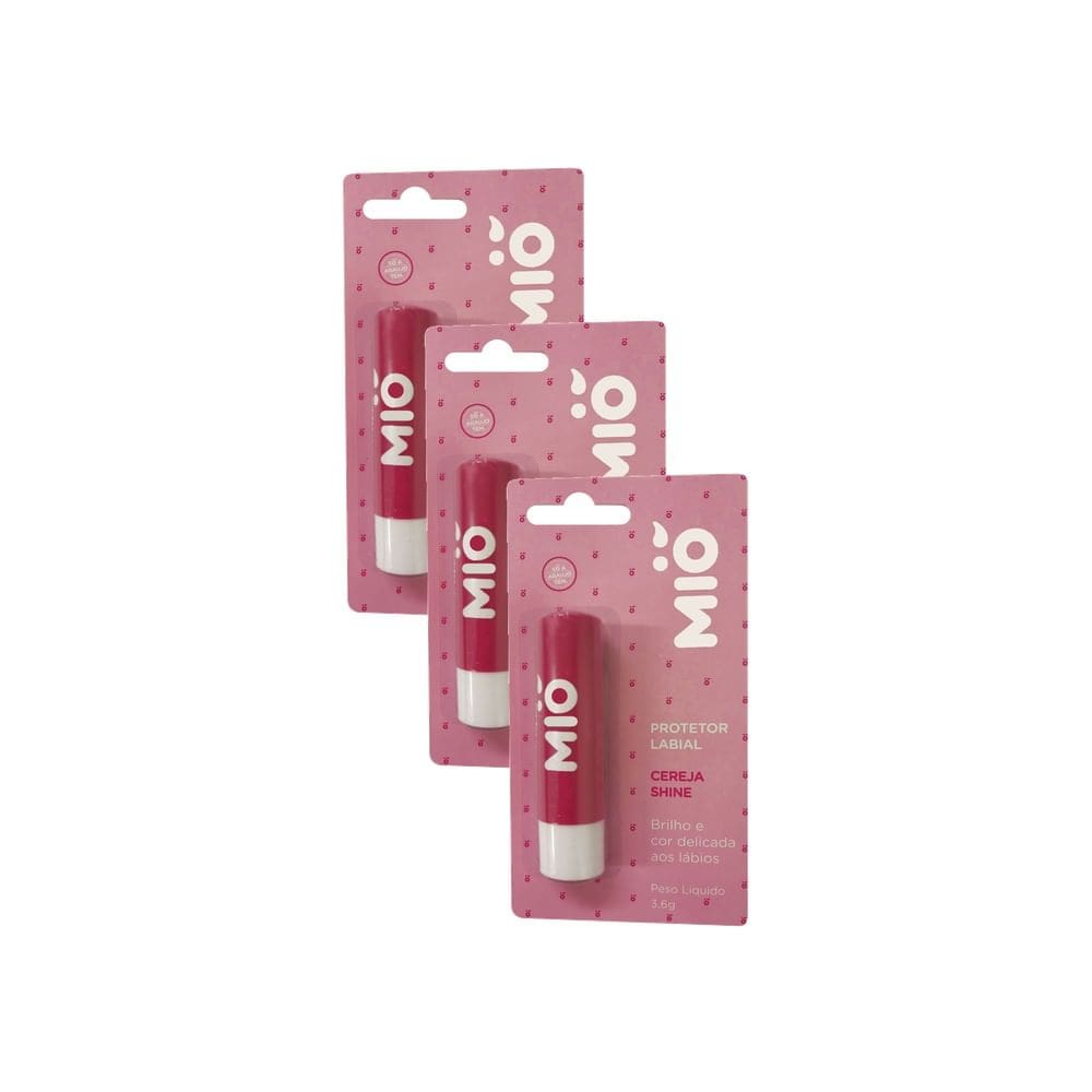 Kit 3 Protetor Labial Mió Sabor Cereja Shine 3,6g