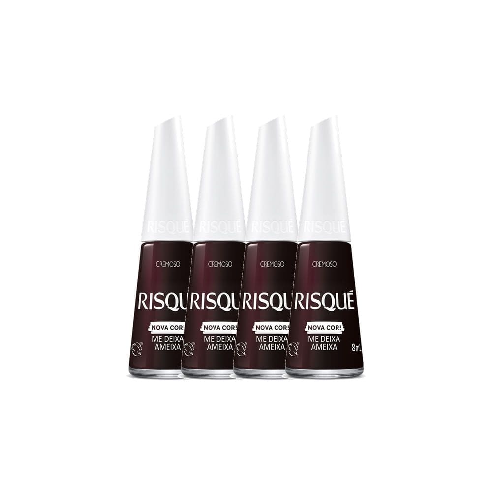 Kit 4 Esmalte Risqué Nova Cor Cremoso Cor Me Deixa Ameixa 8ml