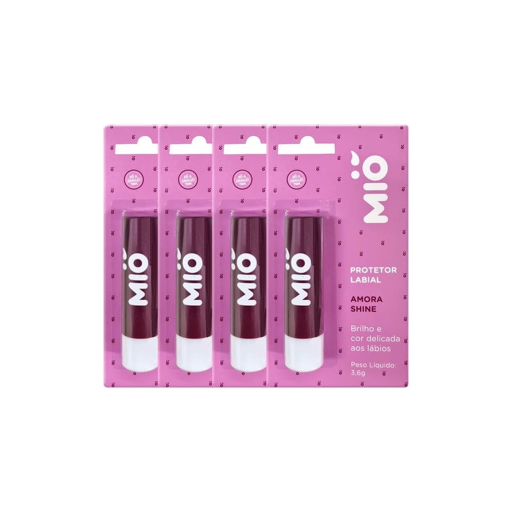 Kit 4 Protetor Labial Mió Sabor Amora Shine 3,6g