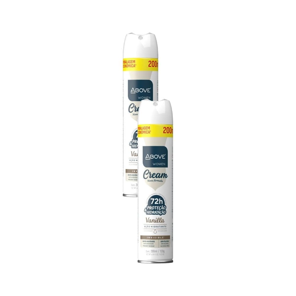 Kit 2 Desodorante Antitranspirante Above Women Cream Invisible Vanilla 200ml