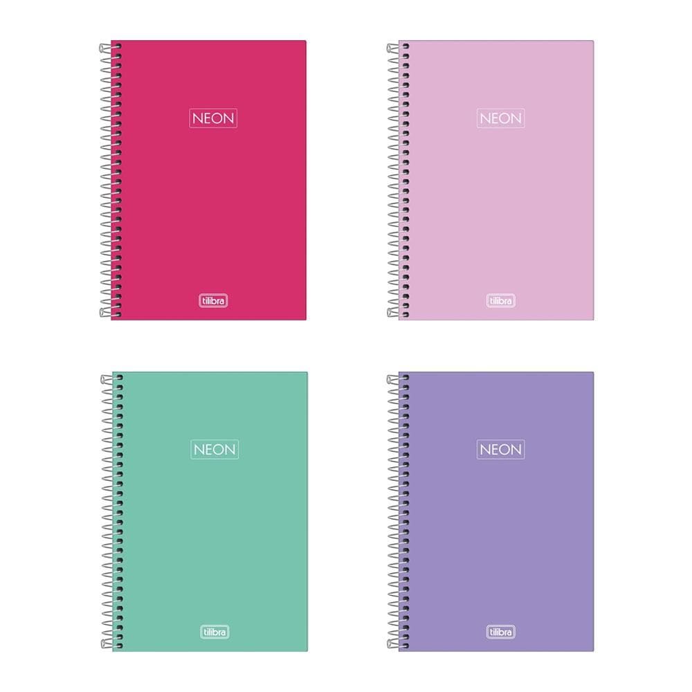 Caderno capa plástica 1/4 80 folhas Neon Feminino Tilibra