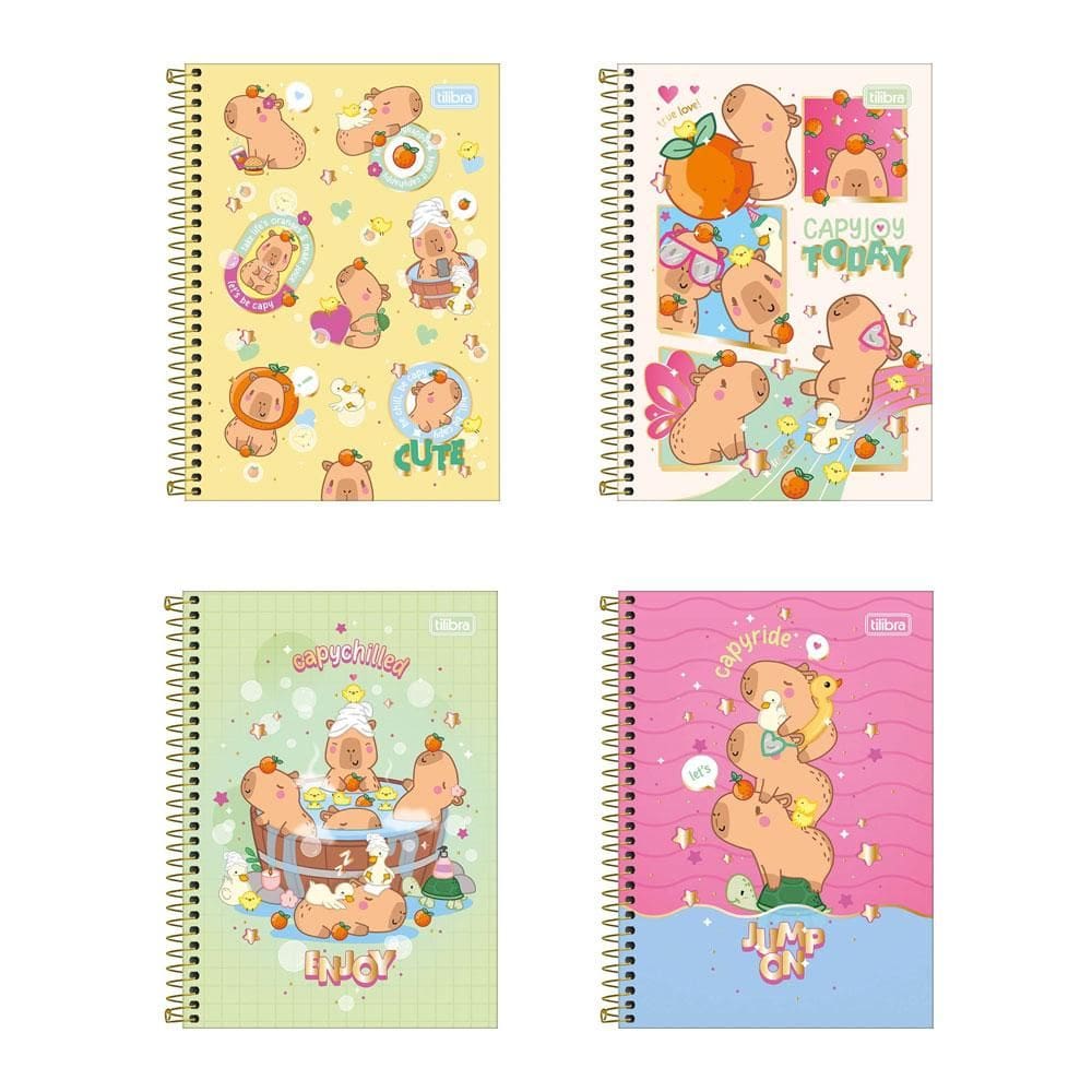 Caderno espiral capa dura 1/4 80 folhas Capyclub - Tilibra