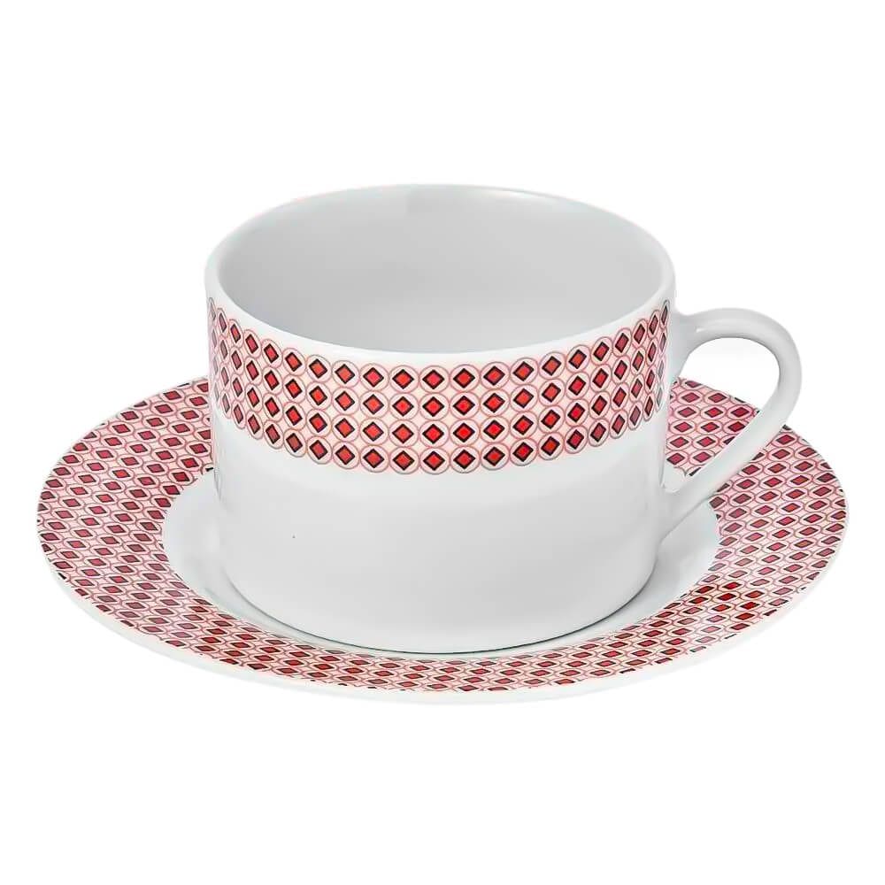 Conjunto de Xícara e Pires de Porcelana para Café e Chá Fernanda 2 peças - Hauskraft
