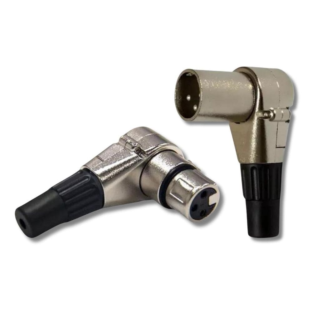 Kit 1 Plug Xlr Fêmea 90º + 1 Plug Xlr Macho 90º Prof. Mxt