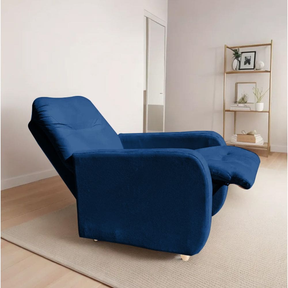Poltrona Para Extensão De Cílios Reclinável Suede Imperio Moderno Marinho