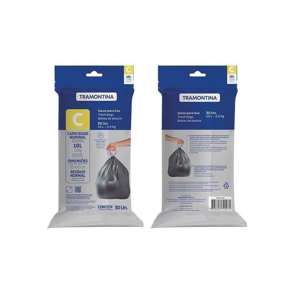 Saco De Lixo Para Lixeiras Tramontina Com Cordão De Fechamento 10 Litros