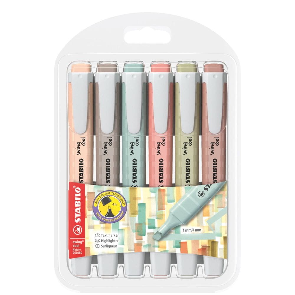 Marca Texto Stabilo Swing Cool 6 Cores Nature Colors