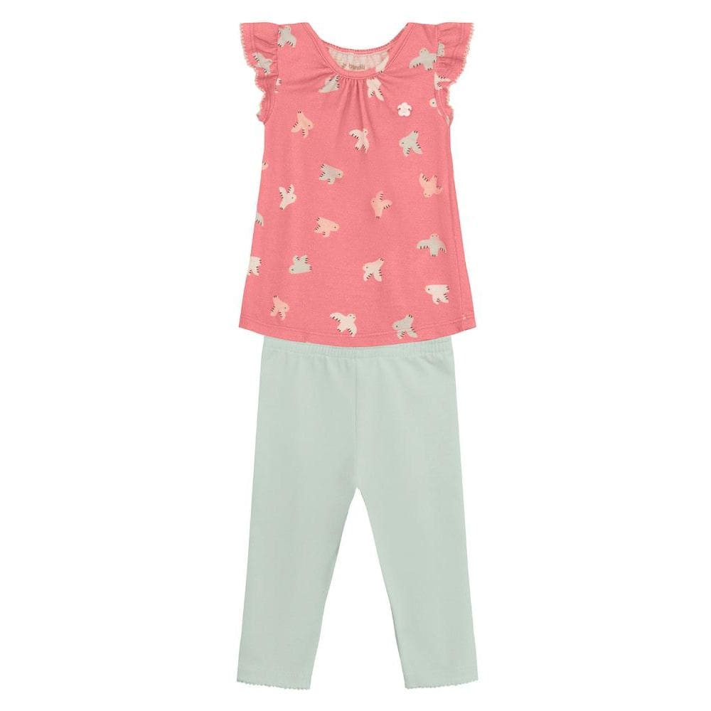 Conjunto bebê menina de passarinho Brandili Baby