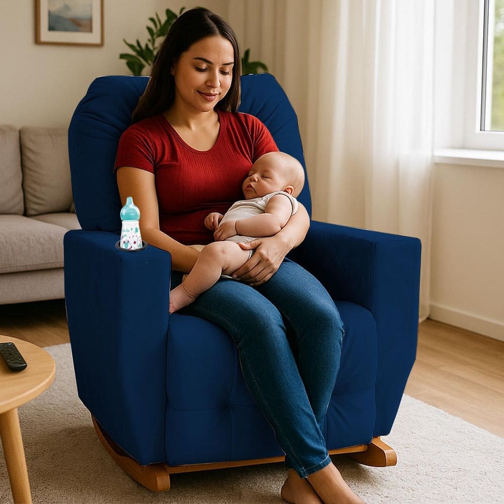 Poltrona de Amamentação Balanço Antonella Puff Marinho