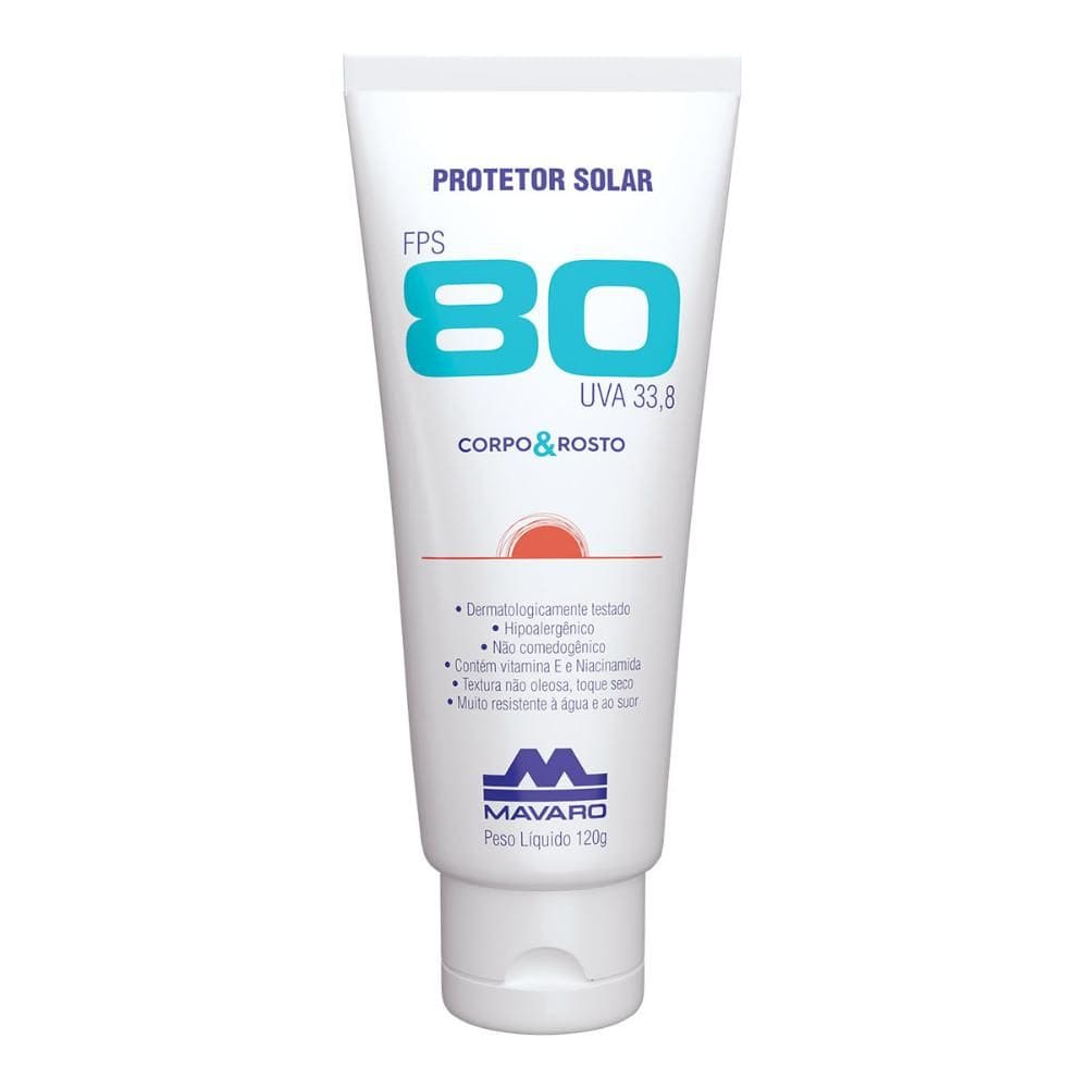 Protetor Solar Profissional Bisnaga 120g Corpo E Rosto FPS 80 EPI Mavaro